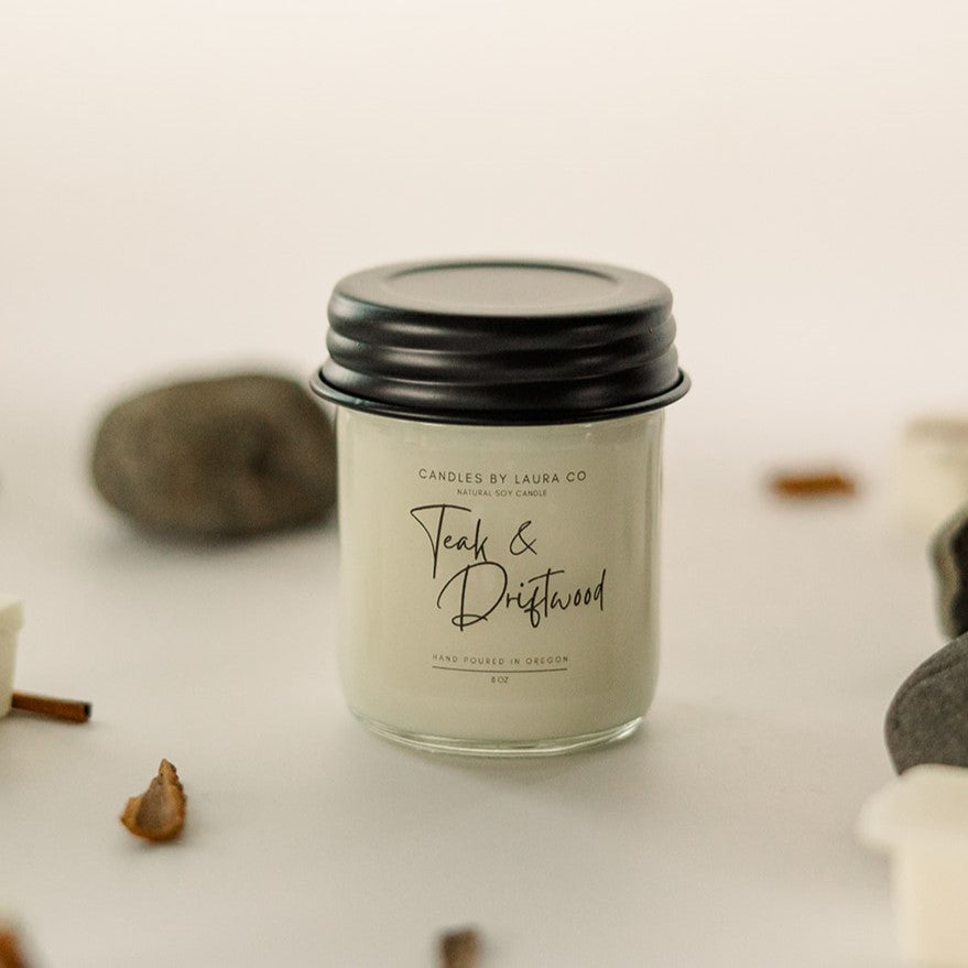 Teak and Driftwood Soy Jar Candle