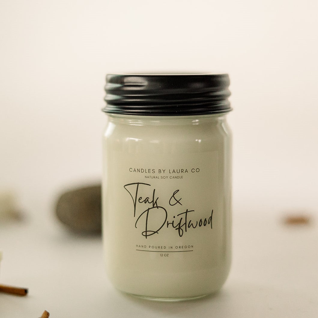 Teak and Driftwood Soy Jar Candle