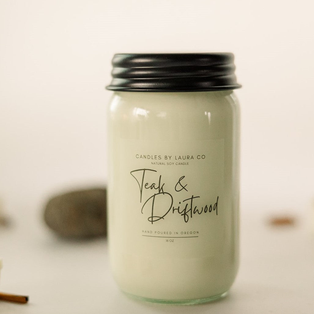 Teak and Driftwood Soy Jar Candle