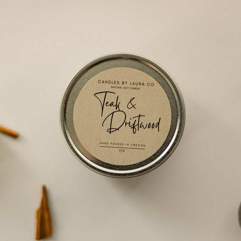 Teak and Driftwood Soy Gift Tin
