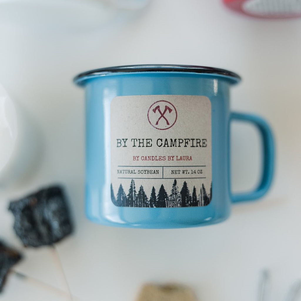 Enamel Wood Wick Soy Campfire Mug