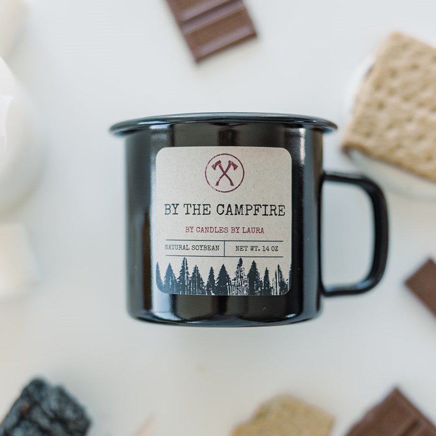 Enamel Wood Wick Soy Campfire Mug