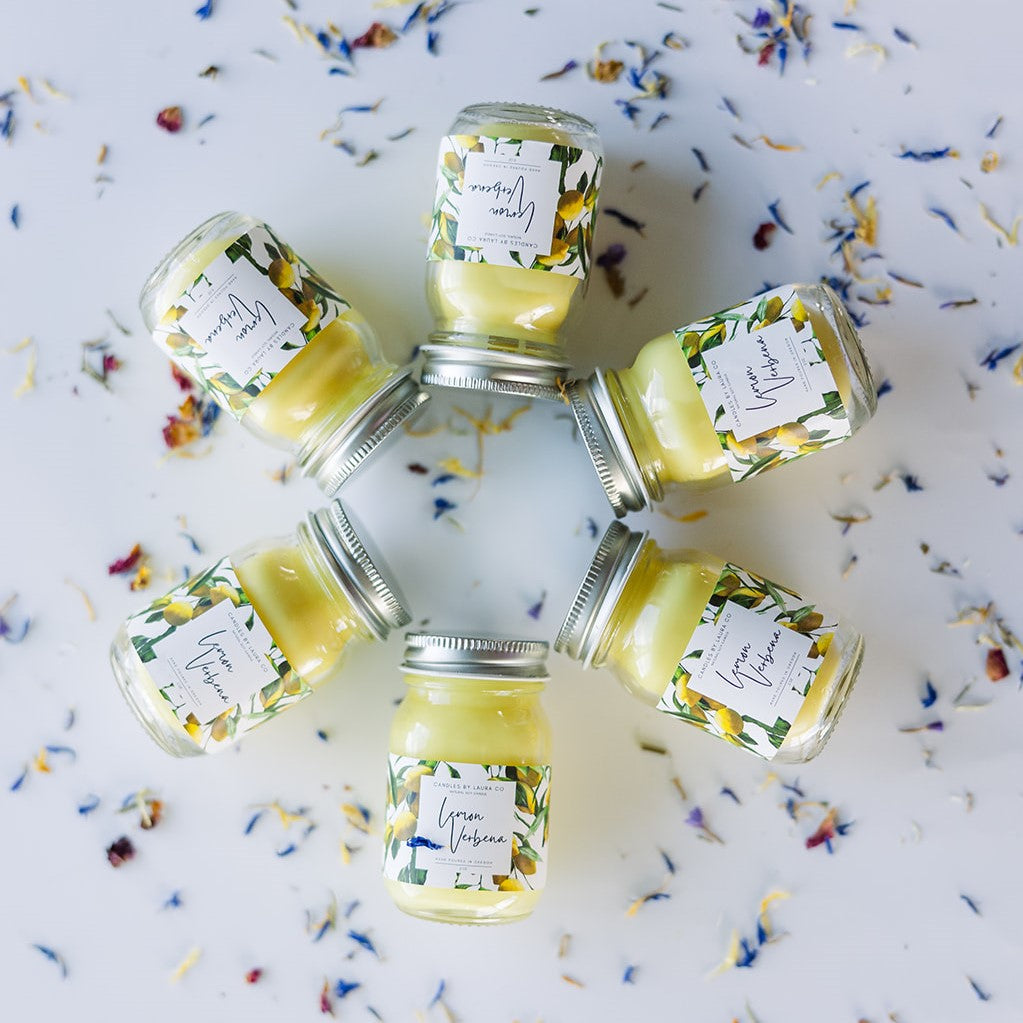 Lemon Verbena 2 oz Mini Mason Candles – Set of 6