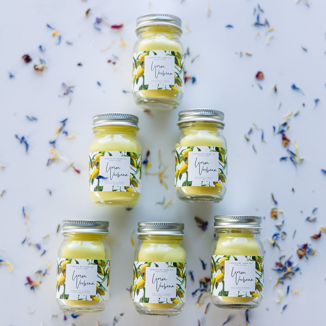 Lemon Verbena 2 oz Mini Mason Candles – Set of 6