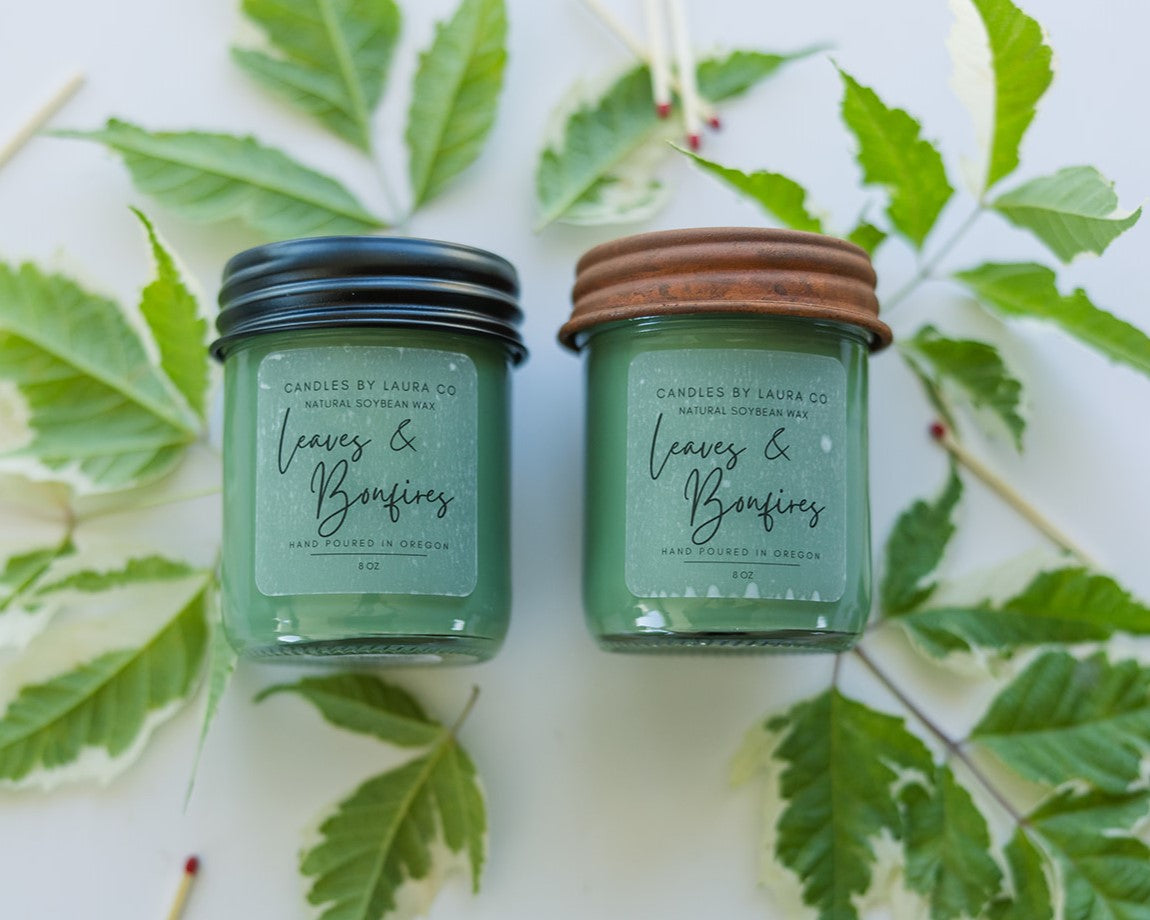 Leaves and Bonfire Jar Candle
