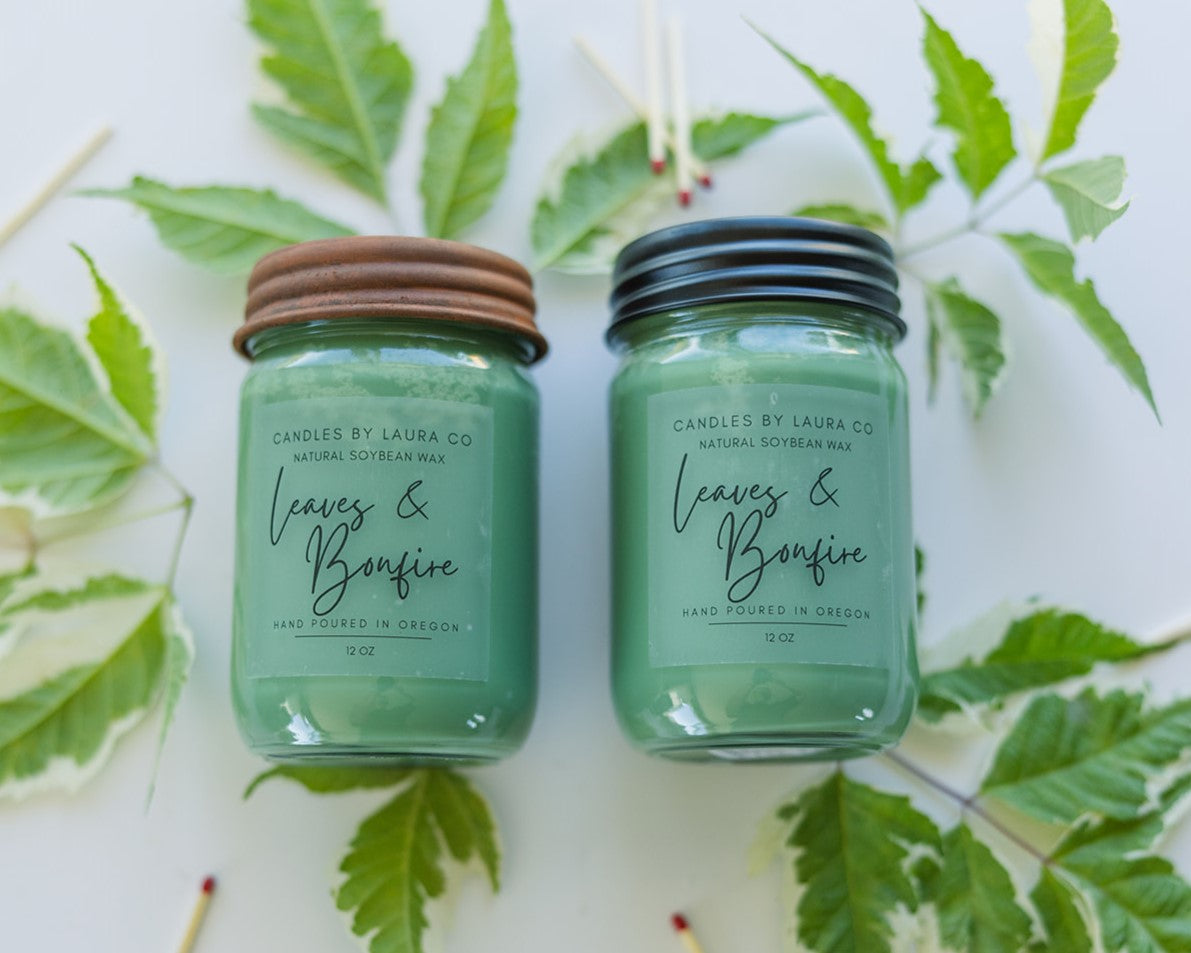 Leaves and Bonfire Jar Candle