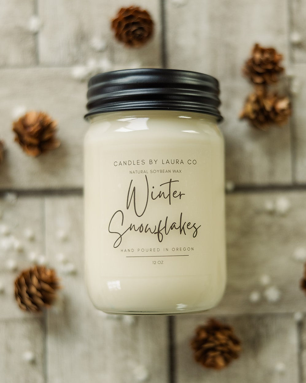 Winter Snowflake Soy Jar Candle
