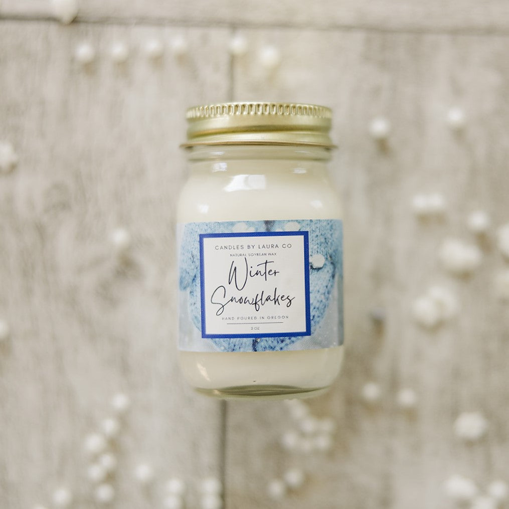 Winter Snowflake 2 oz Mini Mason Set of 6