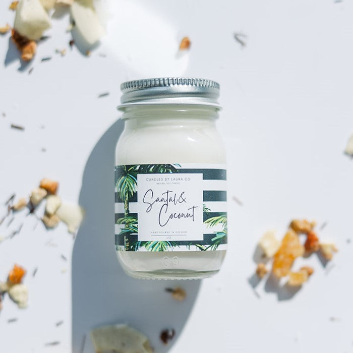 Santal & Coconut 2 oz Mini Mason Candles – Set of 6