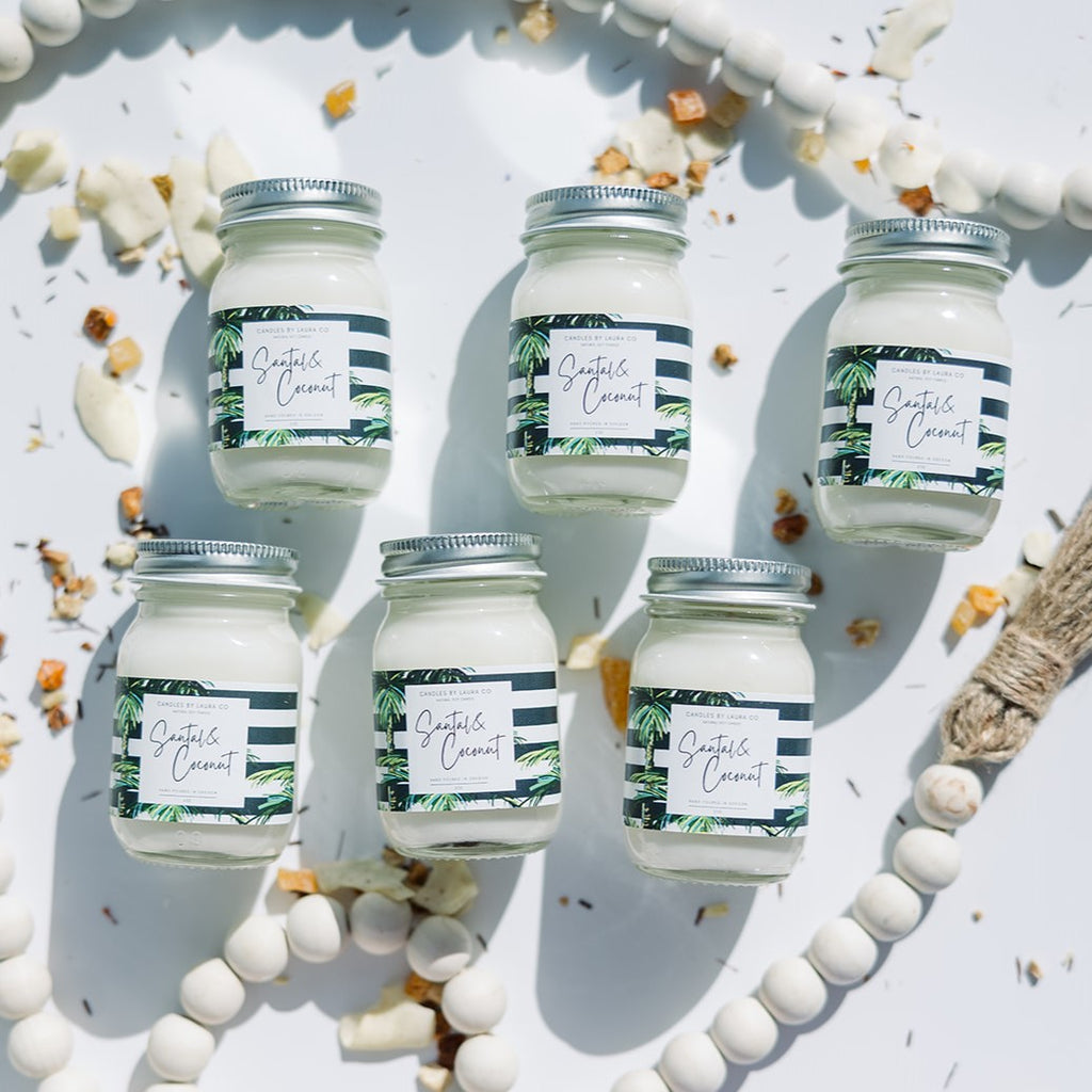 Santal & Coconut 2 oz Mini Mason Candles – Set of 6