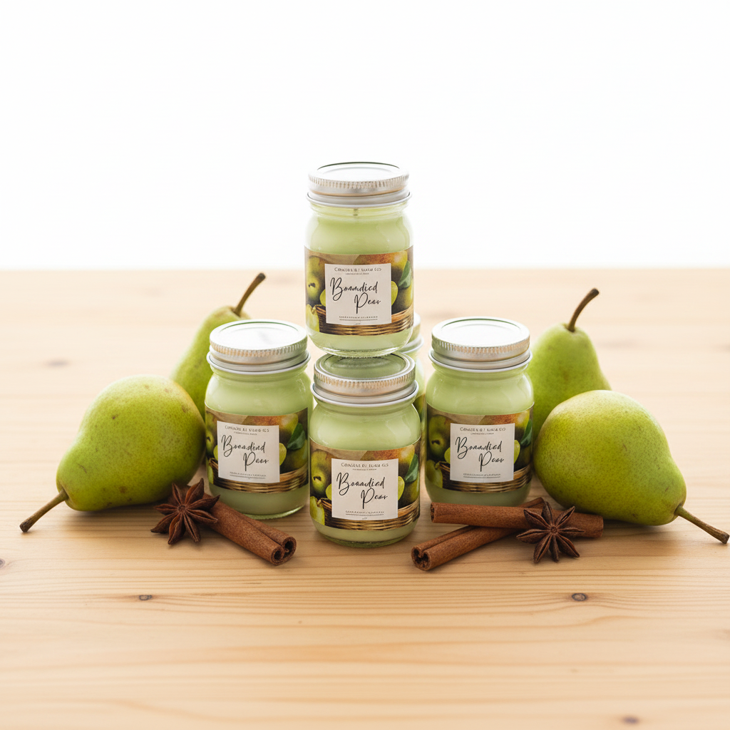 Brandied Pear Mini Mason Set - Fresh Pears Warm Wood