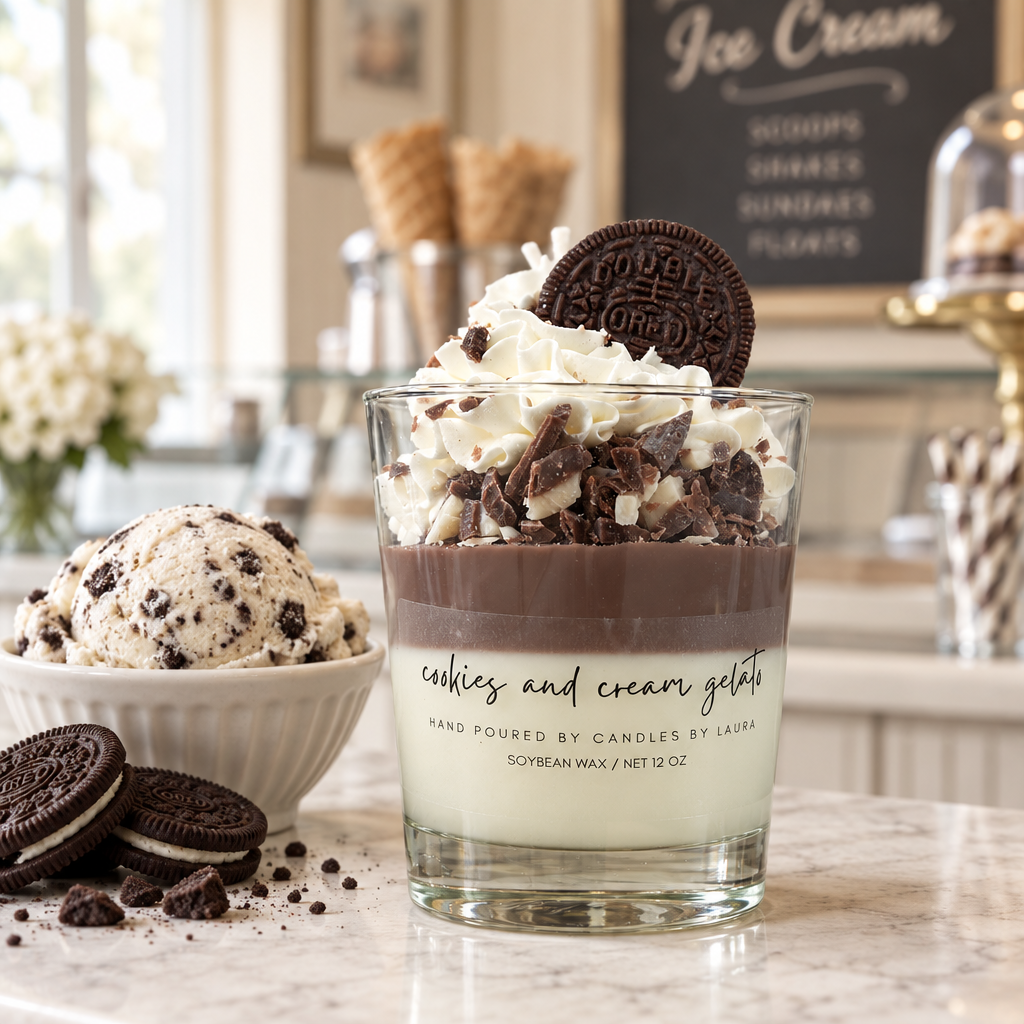 Cookies and Cream Gelato Dessert Candle