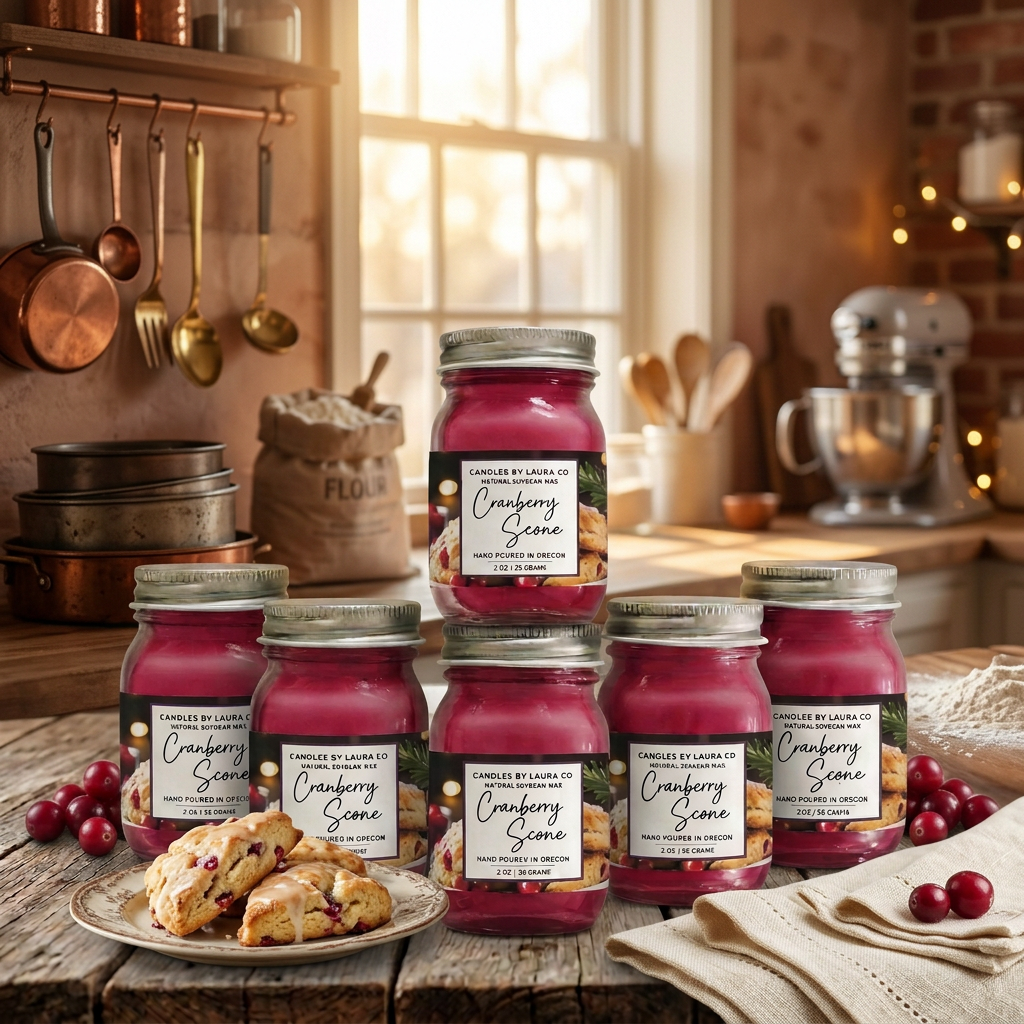 Cranberry Scone Mini Mason Jar Candles – Set of 6