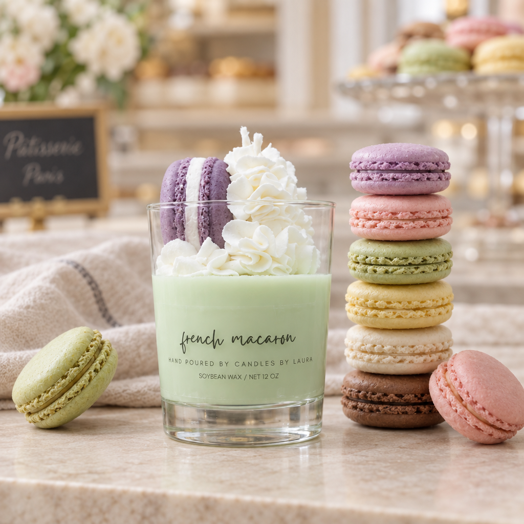 French Macaron Dessert Candle
