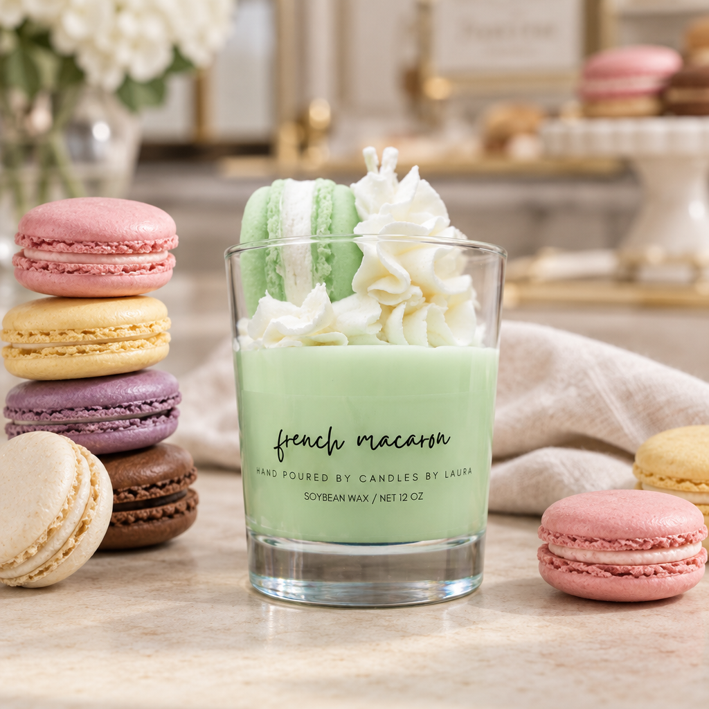 French Macaron Dessert Candle
