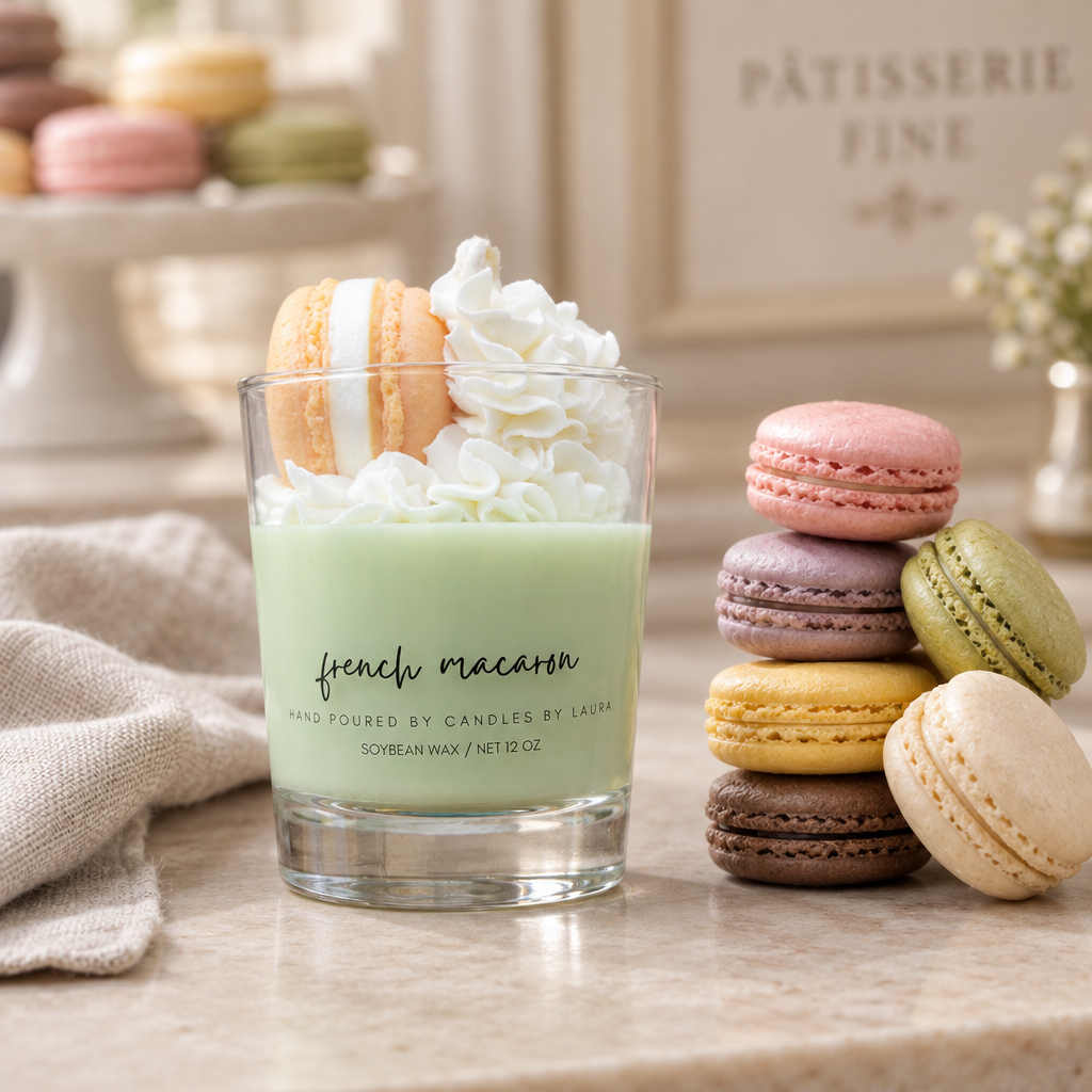 French Macaron Dessert Candle