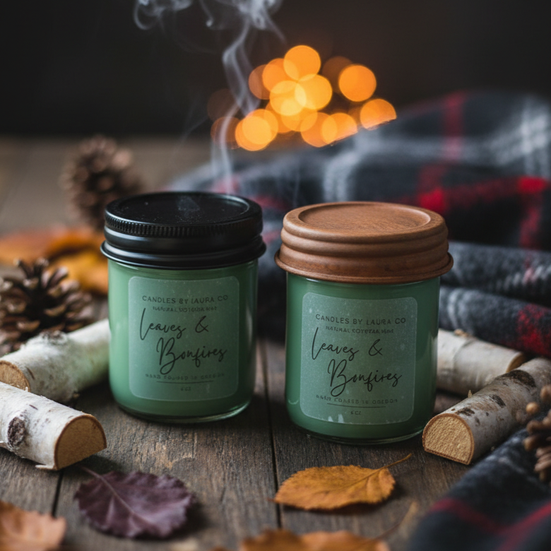 Leaves and Bonfire Jar Candle