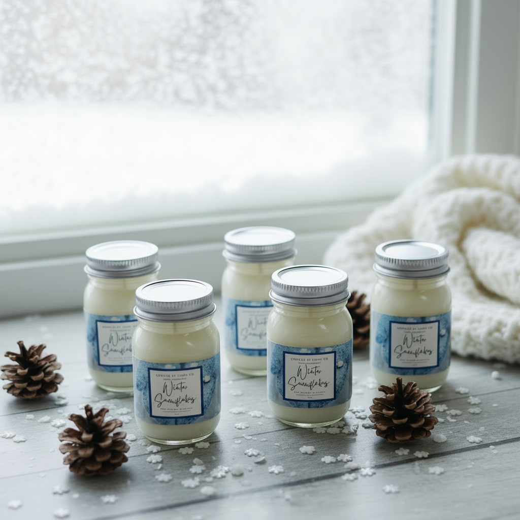 Winter Snowflake 2 oz Mini Mason Set of 6