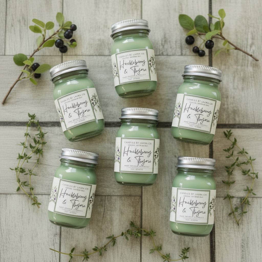 Huckleberry & Thyme 2 oz Mini Mason Candles – Set of 6