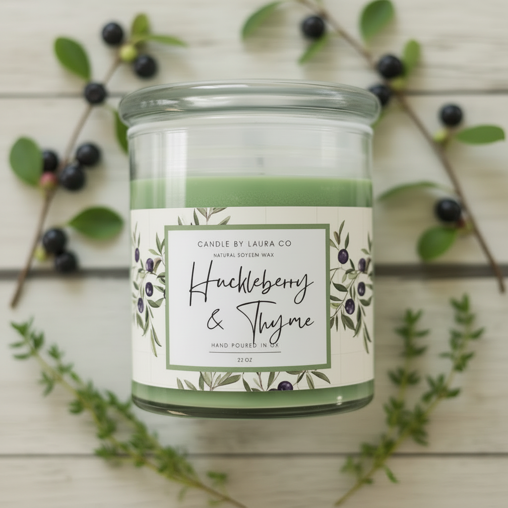 Huckleberry and Thyme Soy Jar Candle