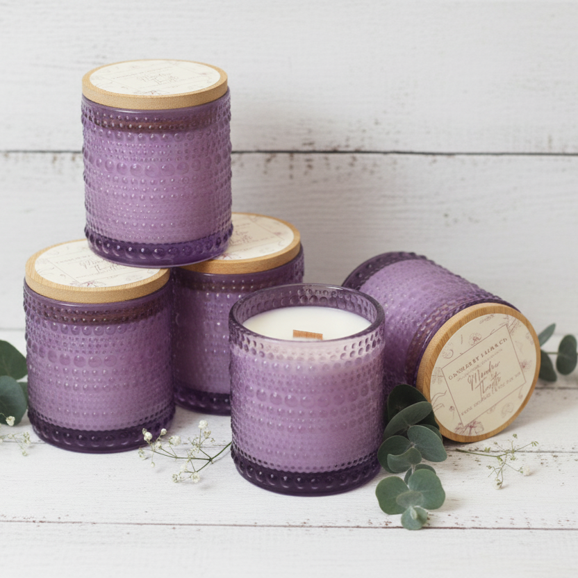 Hobnail Colored Glass 8 oz Tumbler Candle