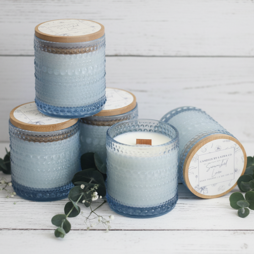 Hobnail Colored Glass 8 oz Tumbler Candle