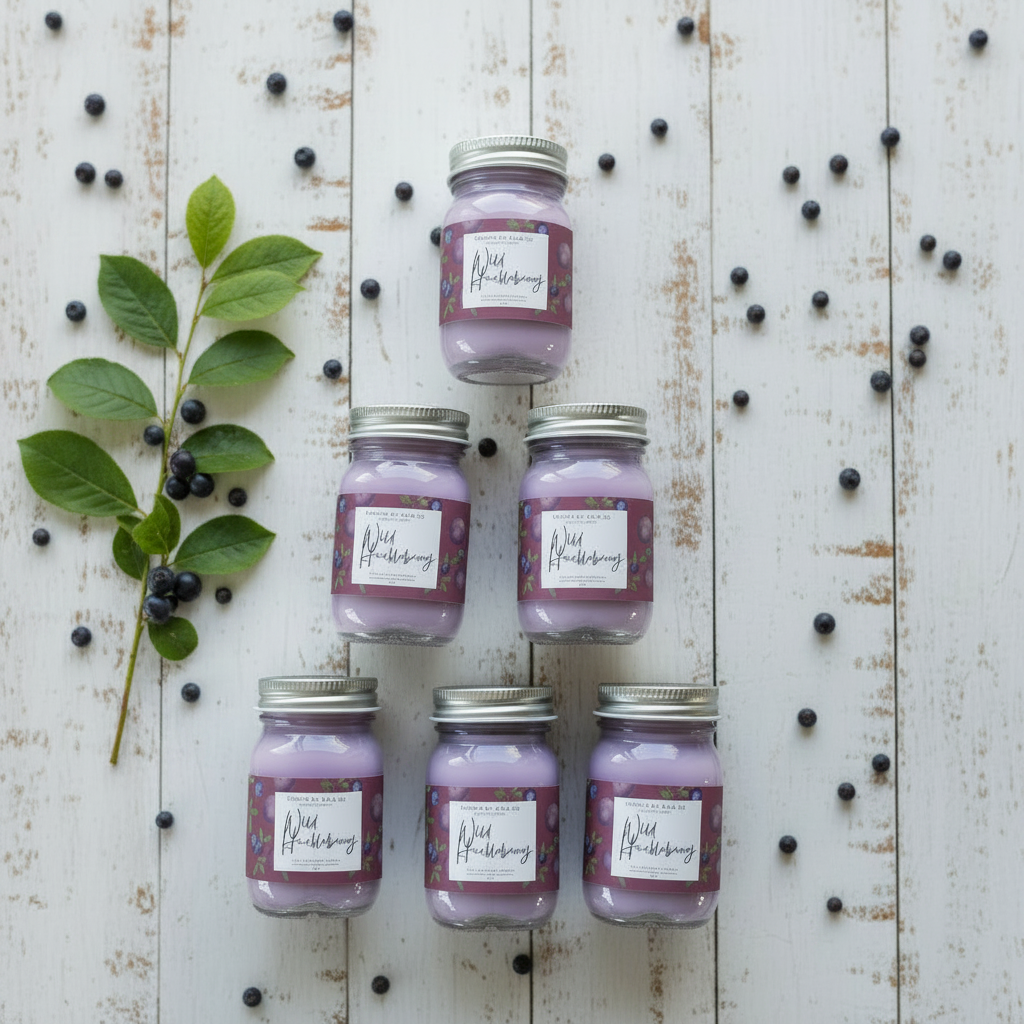 Wild Huckleberry Mini Mason Candles – Set of 6