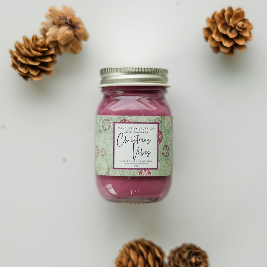 Christmas Vibes 2 oz Mini Mason Set of 6
