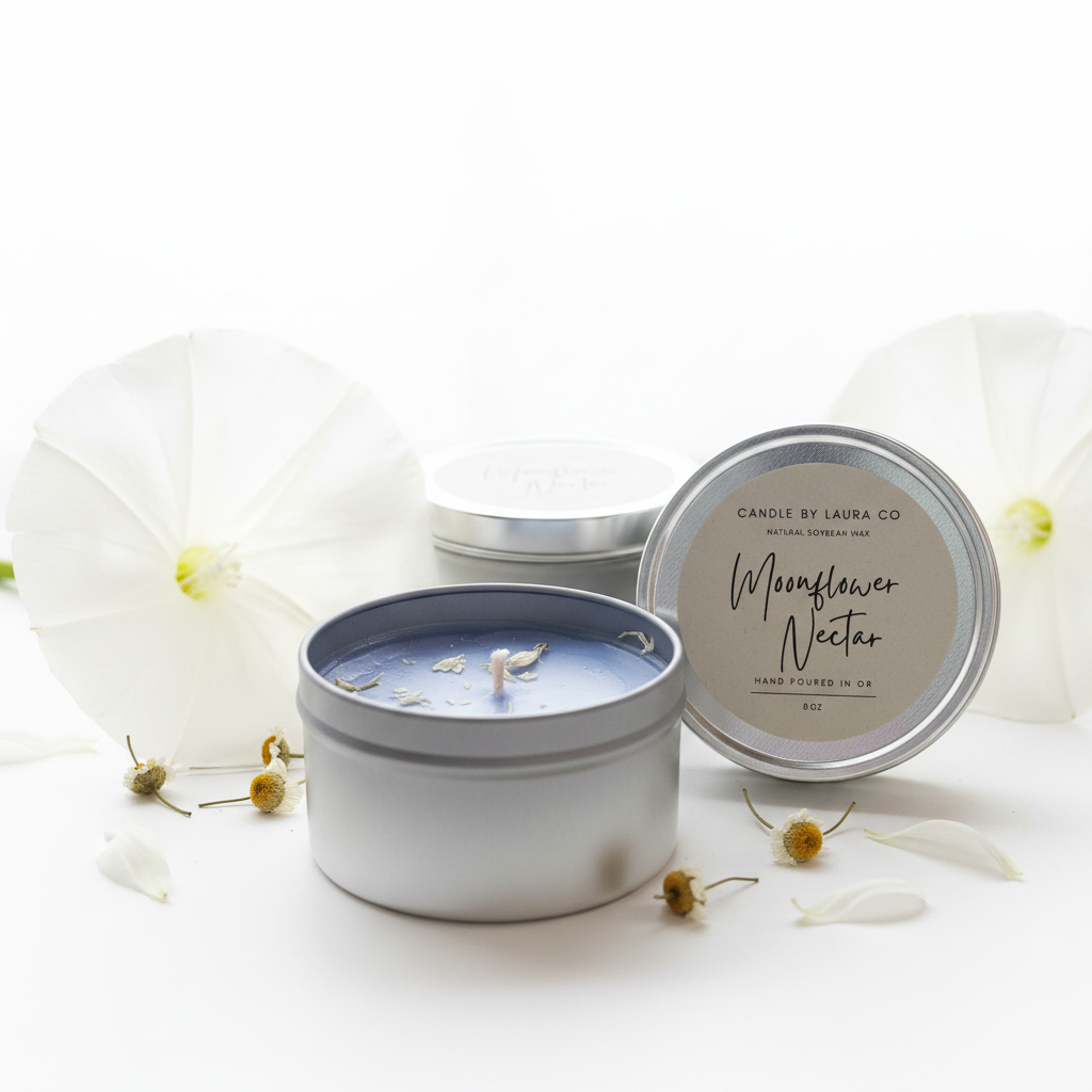 Moonflower Nectar Gift Tin - Open Tin Light Airy Moonflower