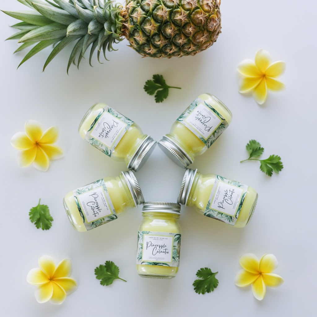 Pineapple Cilantro Mini Mason Set of 6