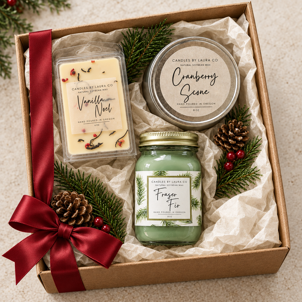 Revised Christmas gift box with satin ribbon