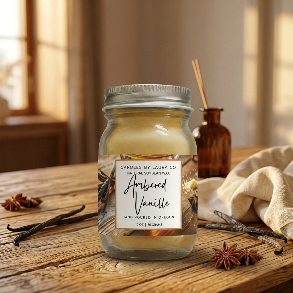 Ambered Vanille Mini Mason Jar Candles – Set of 6