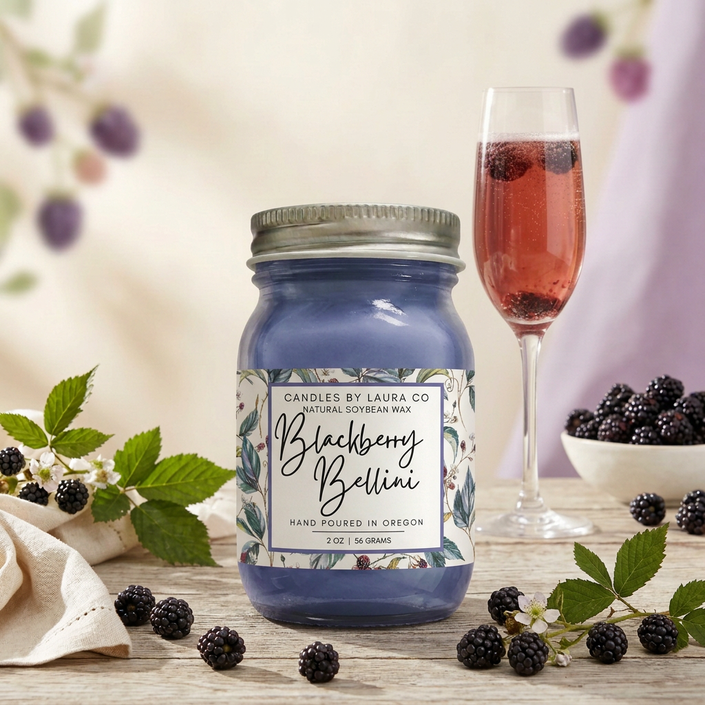 Blackberry Bellini Mini Mason Jar Candles – Set of 6