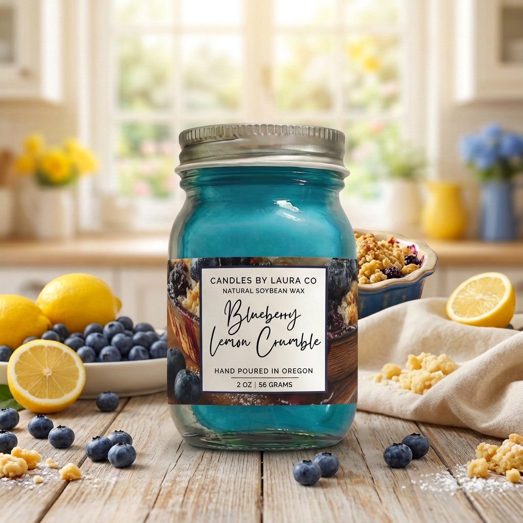 Blueberry Lemon Crumble Mini Mason Jar Candles – Set of 6