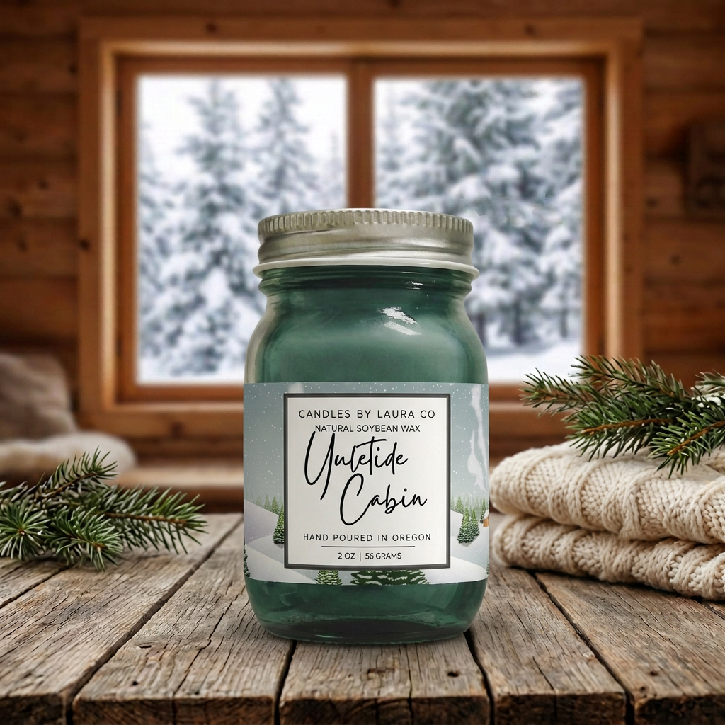 Yuletide Cabin Mini Mason Jar Candles – Set of 6