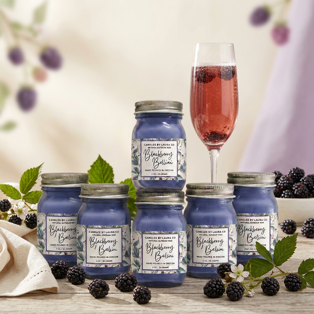 Blackberry Bellini Mini Mason Jar Candles – Set of 6