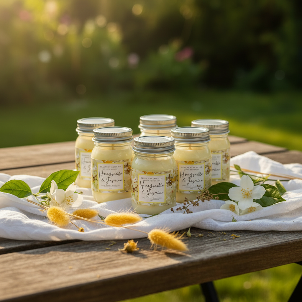 Honeysuckle & Jasmine 2 oz Mini Mason Candles – Set of 6