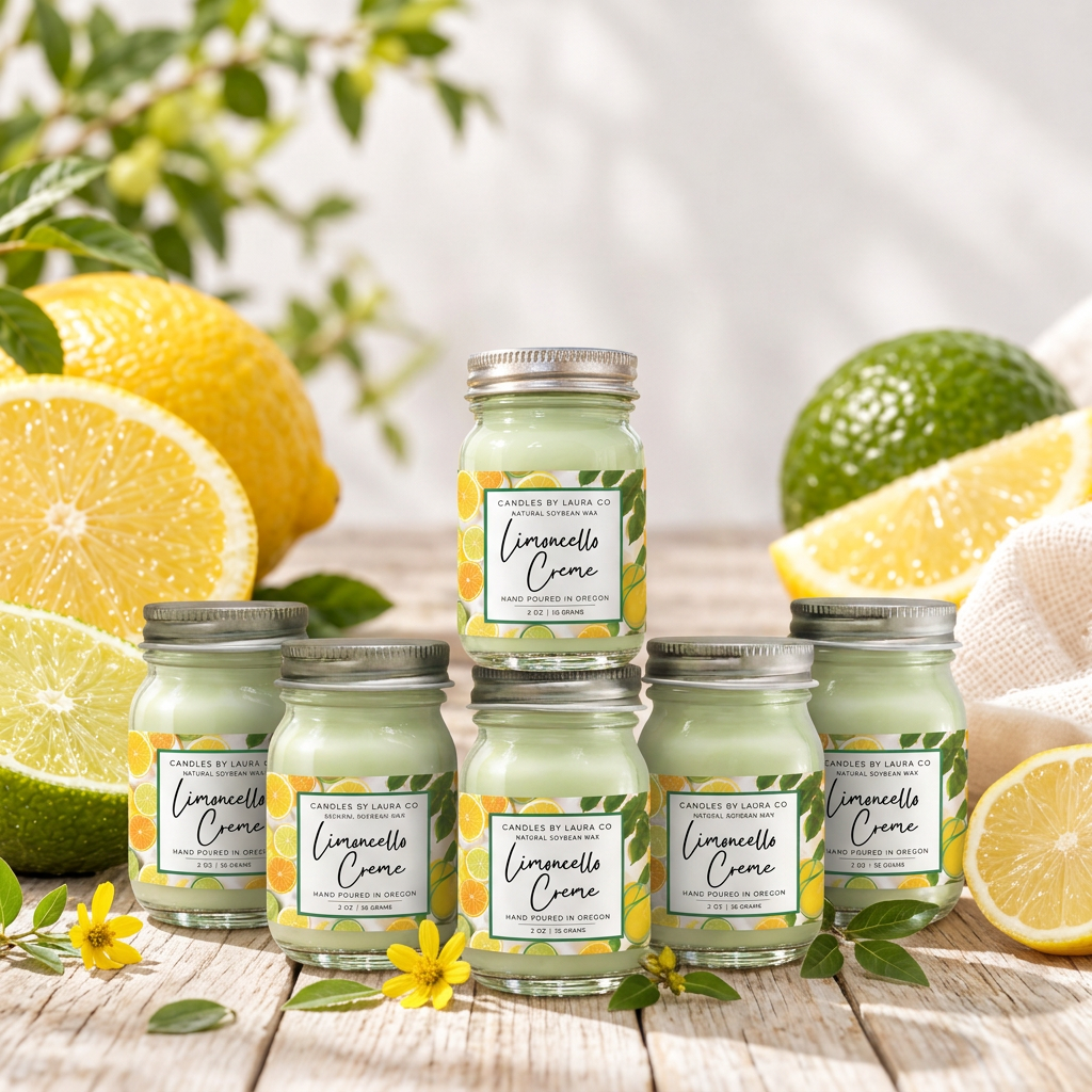 Limoncello Creme Mini Soy Candles – Set of Six 2 oz Jars