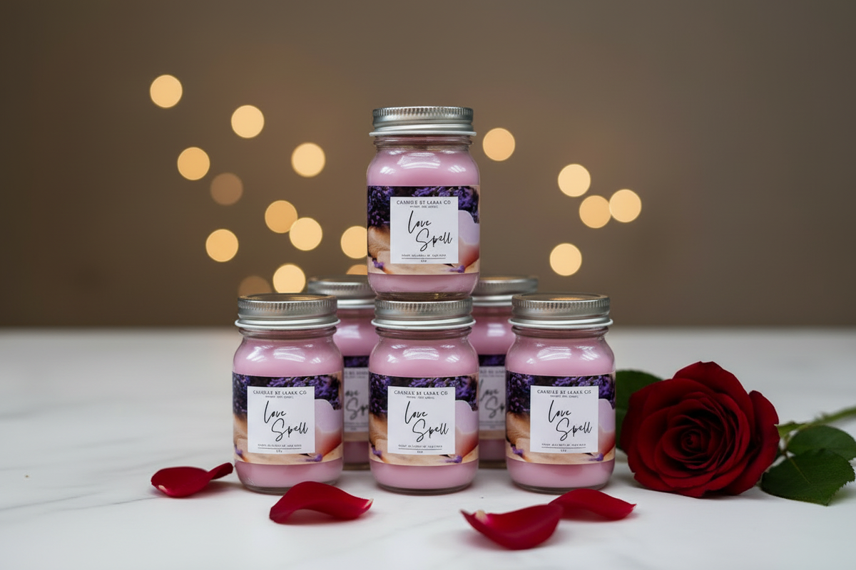 Stacked Love Spell mini mason candle set