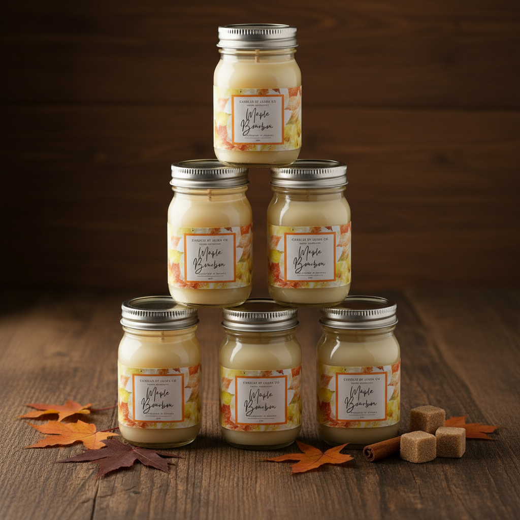 Maple Bourbon 2 oz Mini Mason Candles – Set of 6
