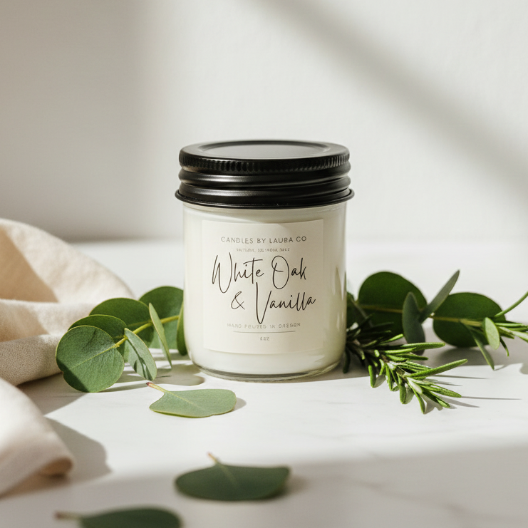 White Oak and Vanilla Soy Candle