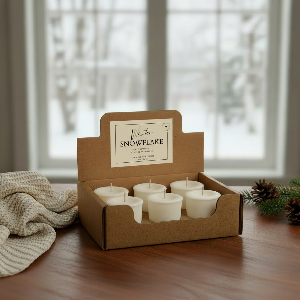 Winter Snowflake Scented Soy Votive Candles