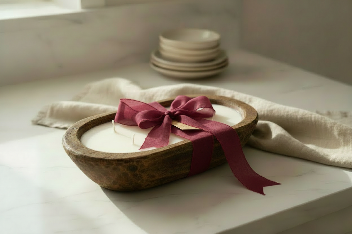 Hand-Poured Christmas Dough Bowl Candle